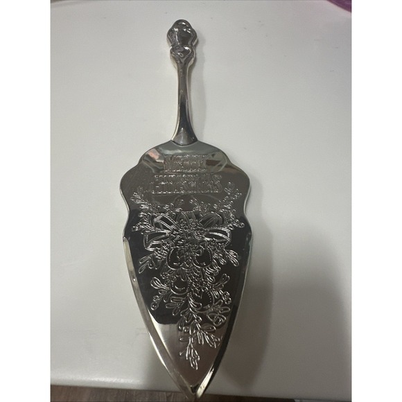 Wm Rogers Silver Plated Merry Christmas Pie Cake Server Serving Trowel Vtg 1996 - Picture 2 of 3